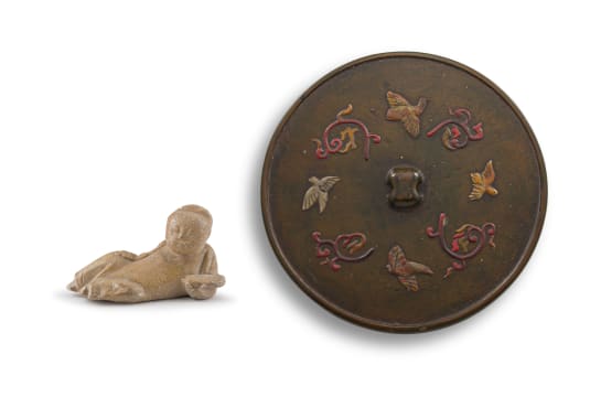 A Chinese lacquer mirror, Qing Dynasty, early 18th century