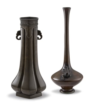 A Japanese bronze vase, Meiji period, 1868-1912