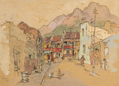 Gregoire Boonzaier; Duiwelspiek vanaf Distrik Ses, Kaapstad/Devils Peak from District Six, Cape Town