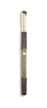 A Chinese shagreen, ivory, bone and metal-mounted picnic set, Qing Dynasty, 18th/19th century