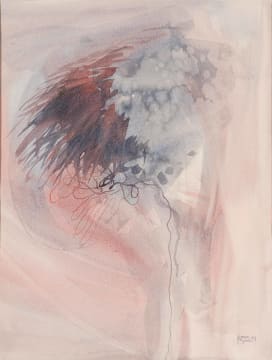 Hermine Spies Coleman; Pink & Grey Abstract