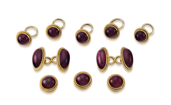 Victorian garnet and gold dress set, Hunt & Roskell, Late Storr & Mortimer,  1843-1889 | Strauss & Co