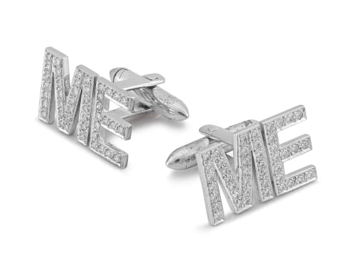 Pair diamond and 18ct white gold cuff links