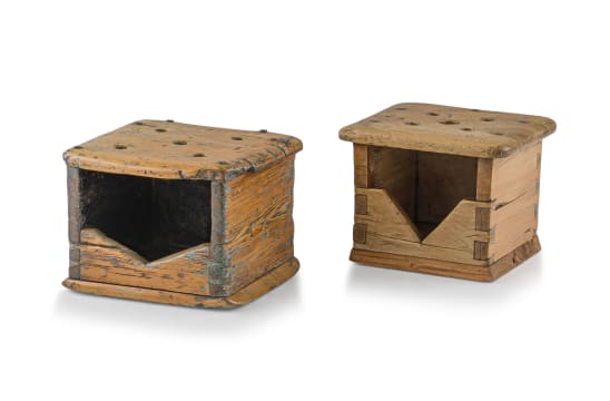A Cape pine and witels voetstoofie, 19th century