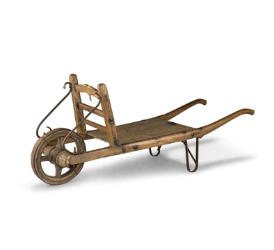 A Cape teak, witels and steel wheelbarrow, 19th century