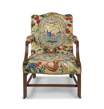 A George III mahogany and upholstered 'Gainsborough' armchair, circa 1760