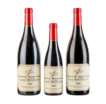 Jean Grivot; Vosne-Romanée Les Rouges & Nuits-Saint-Georges 1er Cru Les Boudots; 2002; 3 (3 x 1); 750ml
