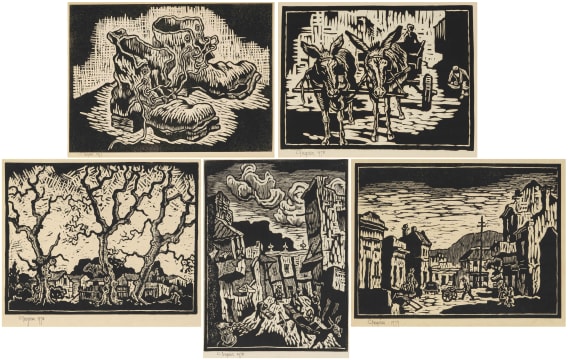 Linocuts, five by Gregoire Boonzaier | Strauss & Co