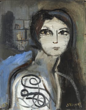 Simon Stone; Portrait of a Girl with an Abstract Design on Her Shoulder
