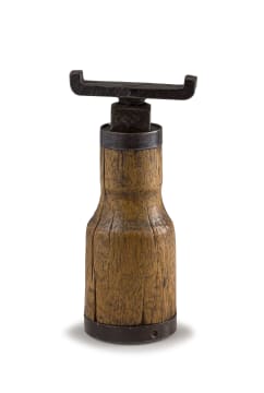 A Cape teak and metal-mounted wagon jack, 19th/20th century