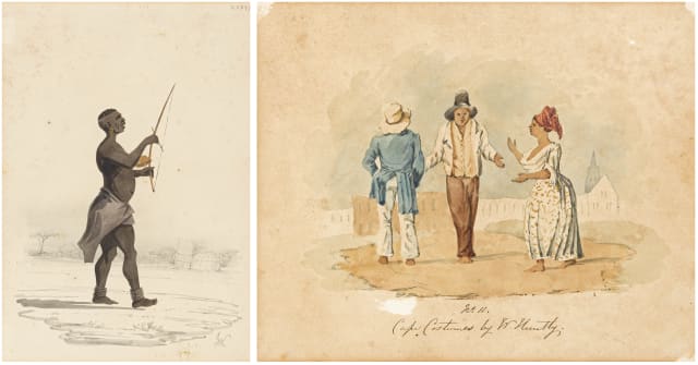 South African School 18th Century; Standing Figure and No 11 Cape Costumes by W Huntly
