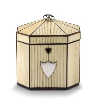 A Regency tortoiseshell and ivory tea caddy