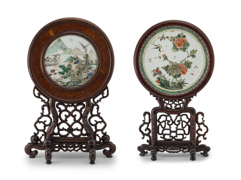 A Chinese famille-verte table screen, Qing Dynasty, Kangxi period, 1662-1722