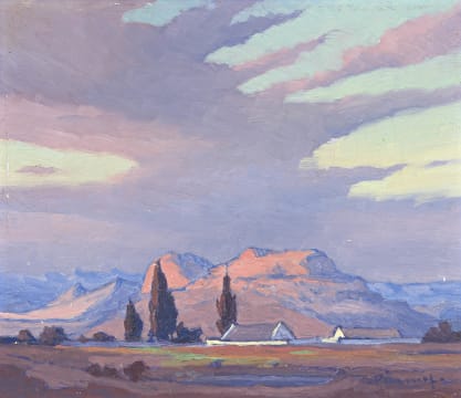 Jacob Hendrik Pierneef; Karoo Farm at Sunset