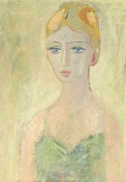 Carl Büchner; Woman in Green Dress