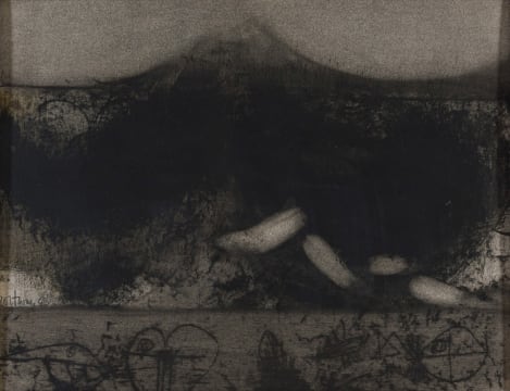 Douglas Portway; Black Abstract with Graffiti