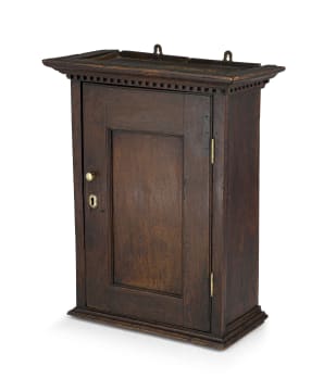 An oak spice cupboard, 17th/18th century
