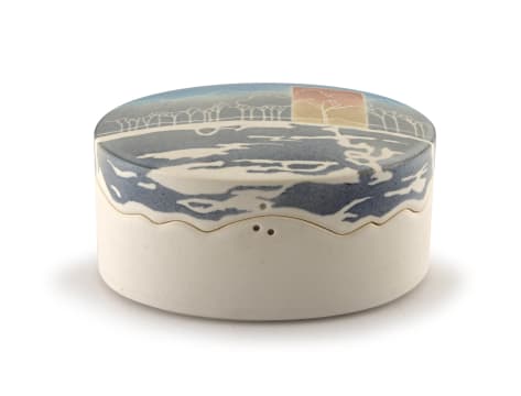 Barry Dibb; Biscuit Porcelain Box and Cover
