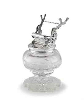 A Dutch silver-mounted and cut-glass ink well, Jan Cornelis Snelltjes, Bonebakker & Zoon, Amsterdam, .934 sterling, 19th century