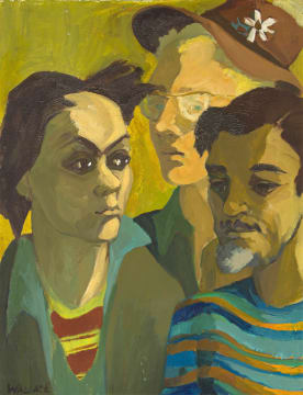 A Group Portrait of Jan Rabie, Sonnie Krige and an Unknown Sitter by ...