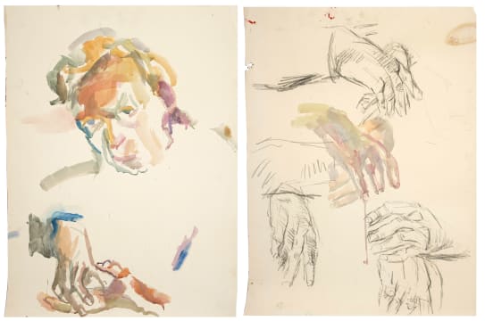 Albert Adams; Portrait of a Man; Study of Hands, two
