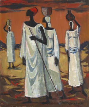 Maurice van Essche; Kongo Man en Drie Vroue (Congolese Man and Three Women)