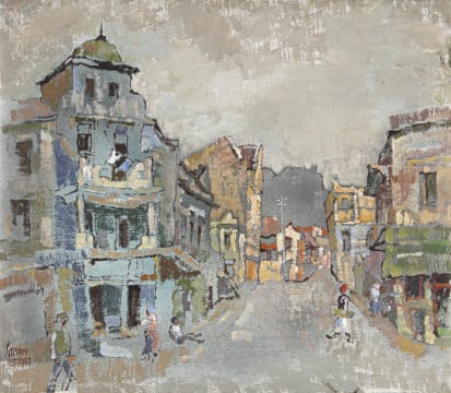 Gregoire Boonzaier; Tafelberg vanaf Hanover Straat langs Tennant Straat, Distrik Ses (Table Mountain from Hanover Street next to Tennant Street, District Six)