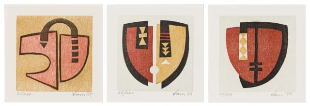 Hannes Harrs; Abstract Forms with Gold, three