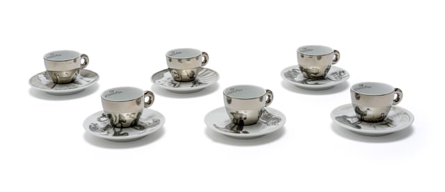 William Kentridge; Illy Cappuccino Cups and Saucers, six