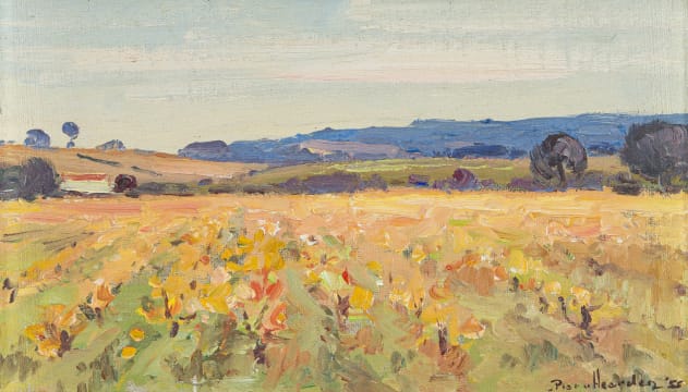 Piet van Heerden; Autumn Vineyard (Between Paarl and Stellenbosch), recto; Hermanus, verso