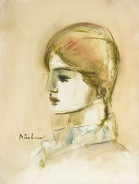 Carl Büchner; Seun of Dogtor in Profiel met Rooierige Hare (Boy or Girl in Profile with Reddish Hair)