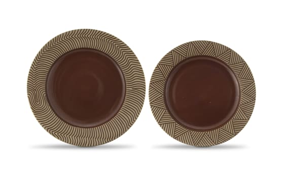 Two stoneware dishes, Angela Gilbert, 1948-