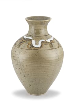 An olive-green glazed vase, David Walters, 1950-