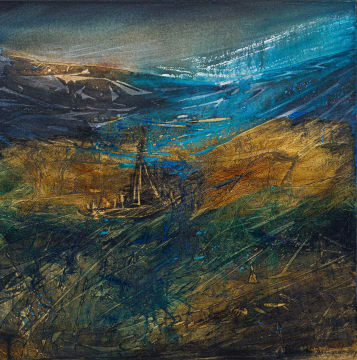 Lynette ten Krooden; Abstract Landscape in Blue and Gold