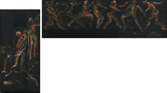 Irma Stern; Glass Fireplace Panels, two