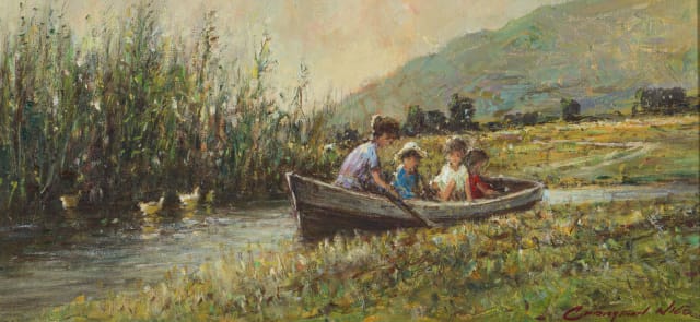 Christiaan Nice; Mother and Children in Boat