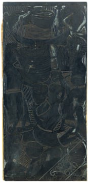 John Muafangejo; He is Killing the Ox to Collect the Corn (original lino block)