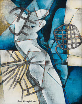Jahni Wasserfall; Abstract in Blue