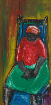 Joe Maseko; Lady on Blue Chair