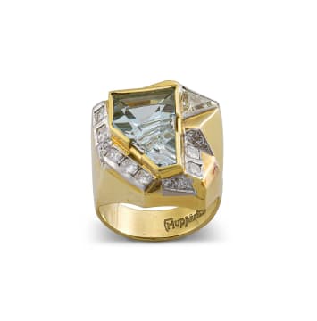 Franz Huppertz; Aquamarine and diamond 18ct yellow and white gold dress ring, Franz Huppertz