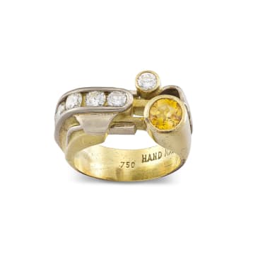 Diamond and 18ct yellow and white gold ring