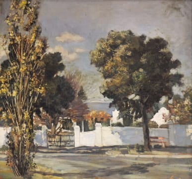 Frans Oerder; Landscape with Cape Dutch Homestead Amongst Trees