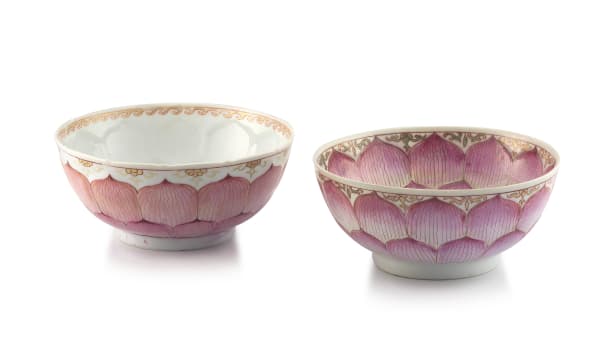 A Chinese famille-rose 'lotus' bowl, Qing Dynasty, Qianlong period, 1735-1796
