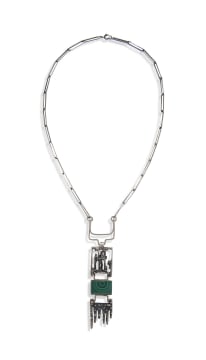 Erich Frey; Malachite and silver pendant and chain, Erich Frey .925