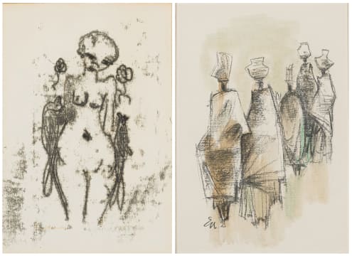 Ernest Ullmann; Nude; Figures with Pots, two