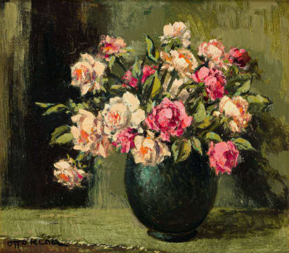 Otto Klar; Roses in a Vase