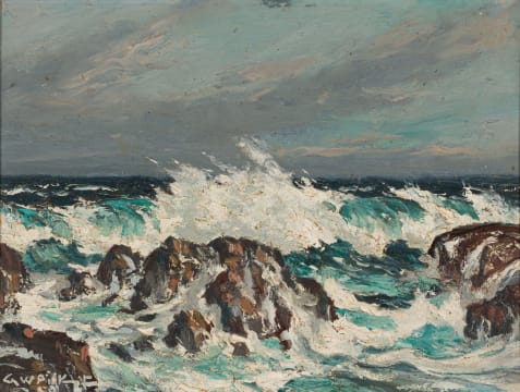 George William Pilkington; Waves Breaking on Rocks