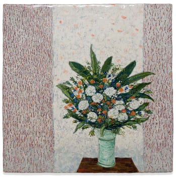 Esias Bosch; Vase of Red and White Flowers
