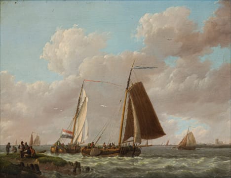 Johannes Hermanus Barend Koekkoek; Seascape with Boats