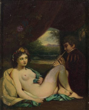 Continental School 19th Century; Flute Player